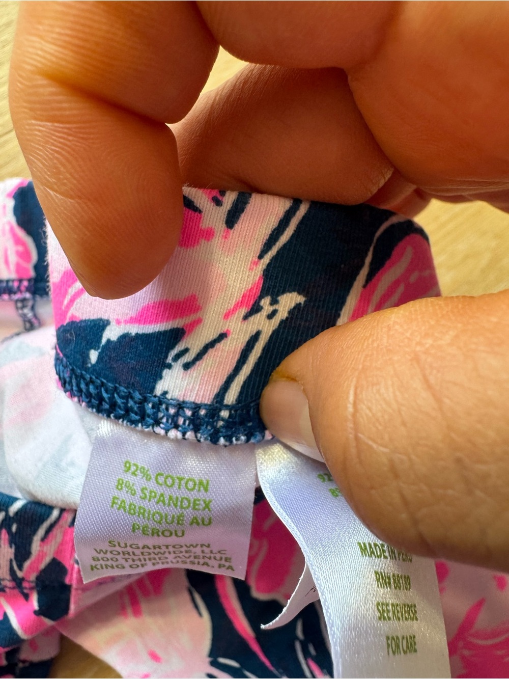 Lilly Pulitzer Navy & Hot Pink Floral Flamingo Leggings - Picture 5 of 6